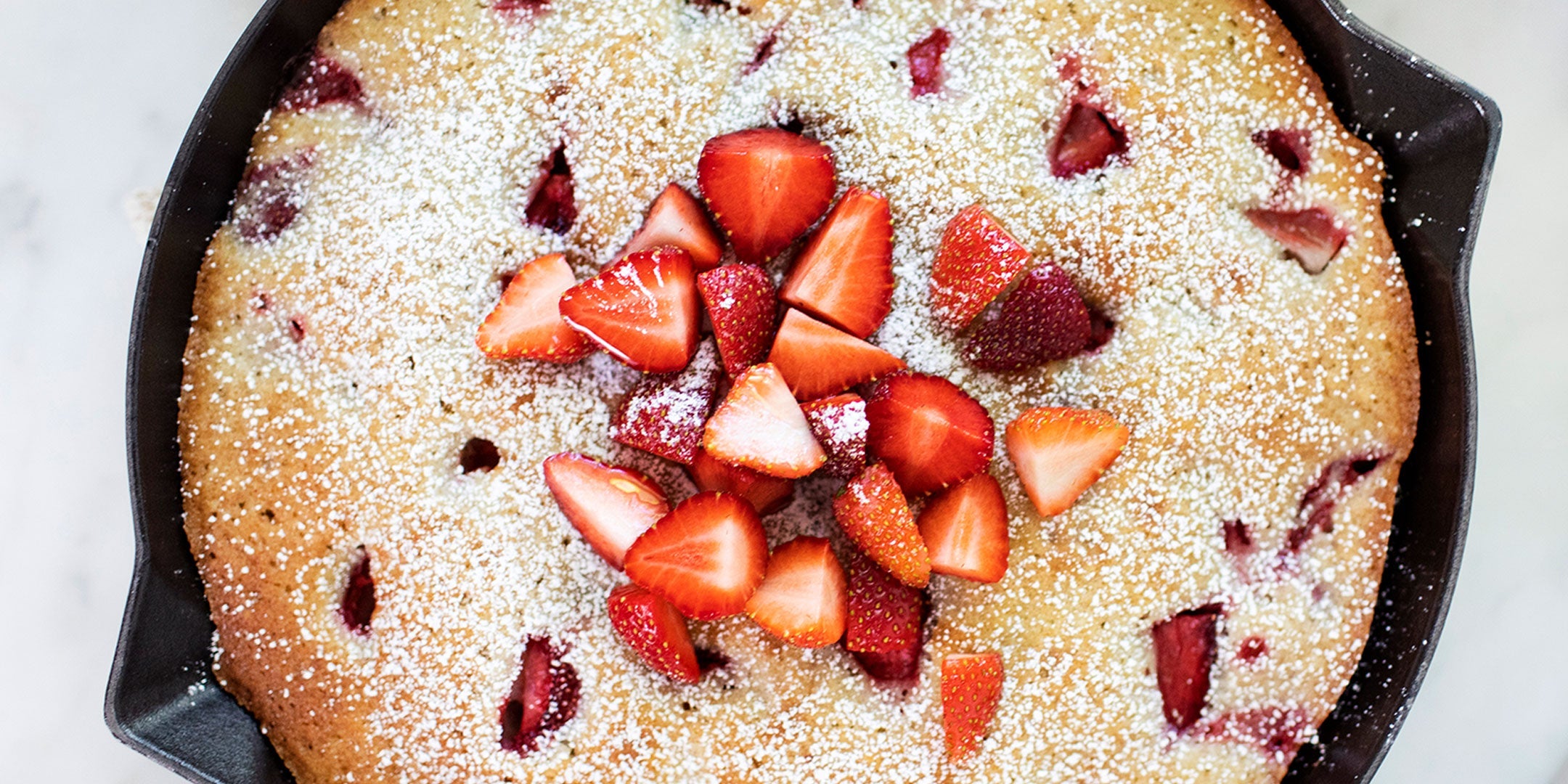 Summer Strawberry Skillet Cake