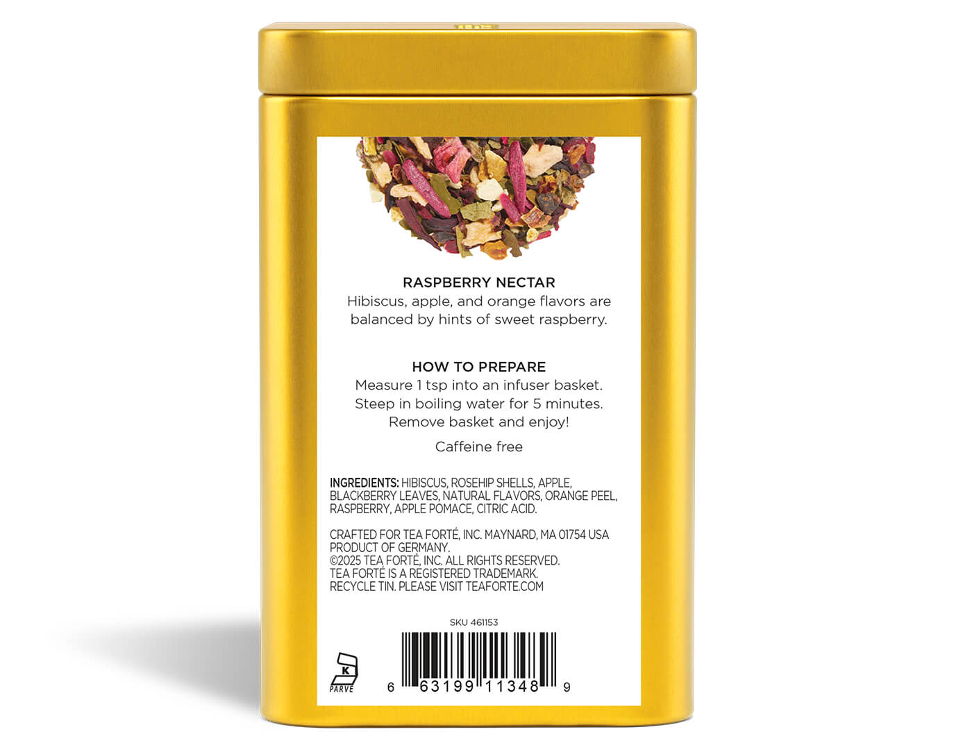 Raspberry Nectar Loose Leaf Tea Canister - back view