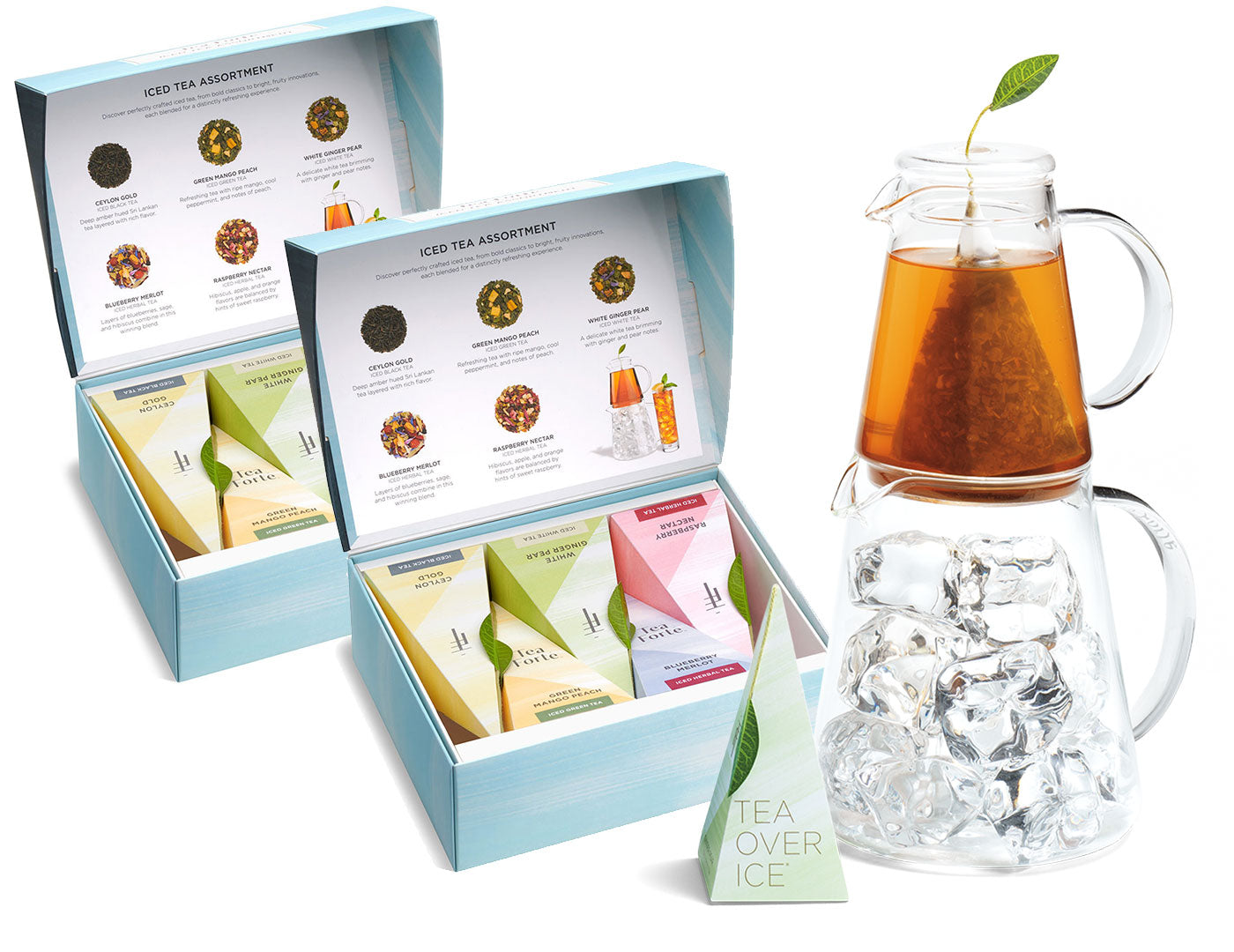 Tea Over Ice Pitcher Set & Sampler 10ct | Iced Tea Gift Bundle