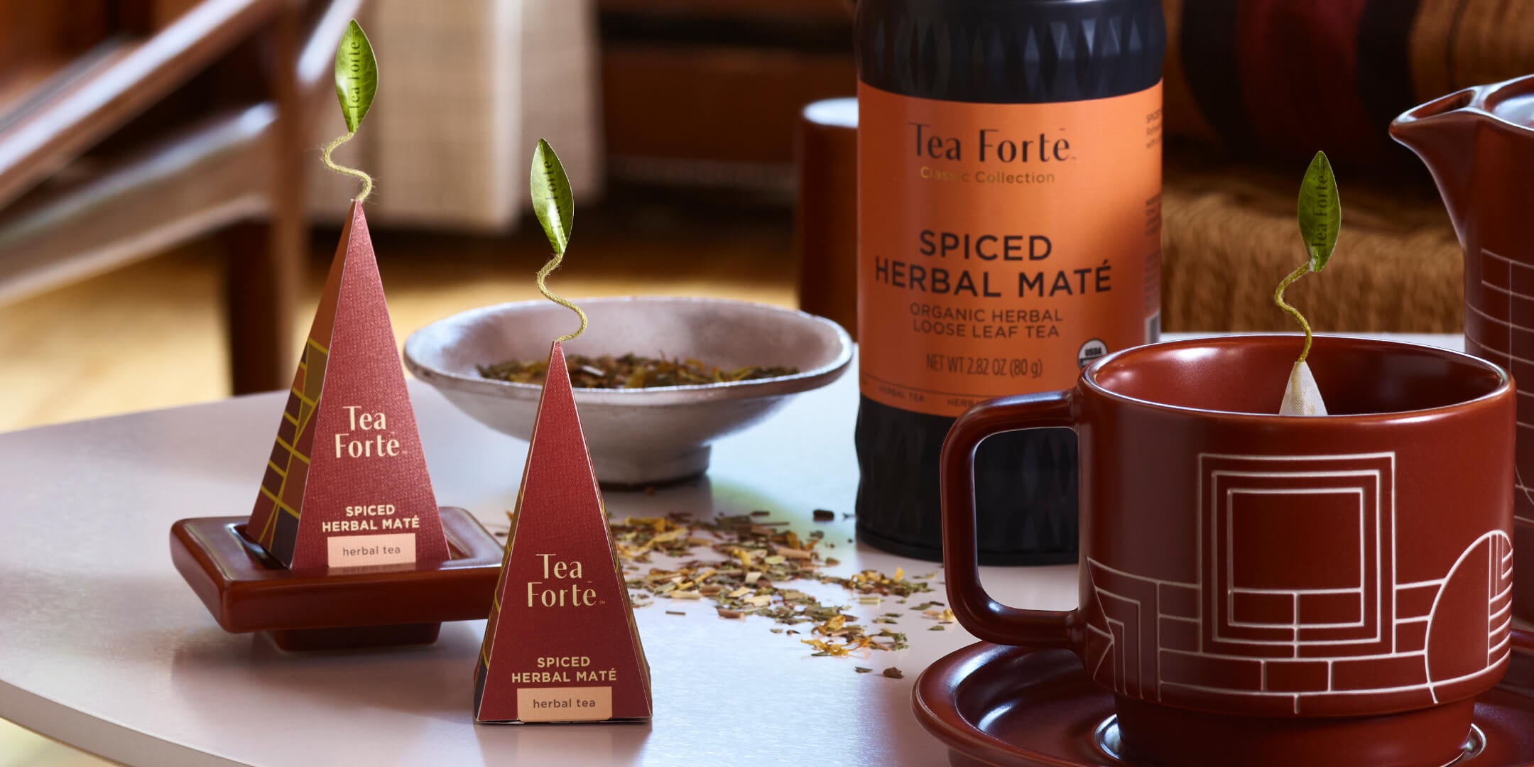 Spiced Herbal Maté infuser and loose tea canister