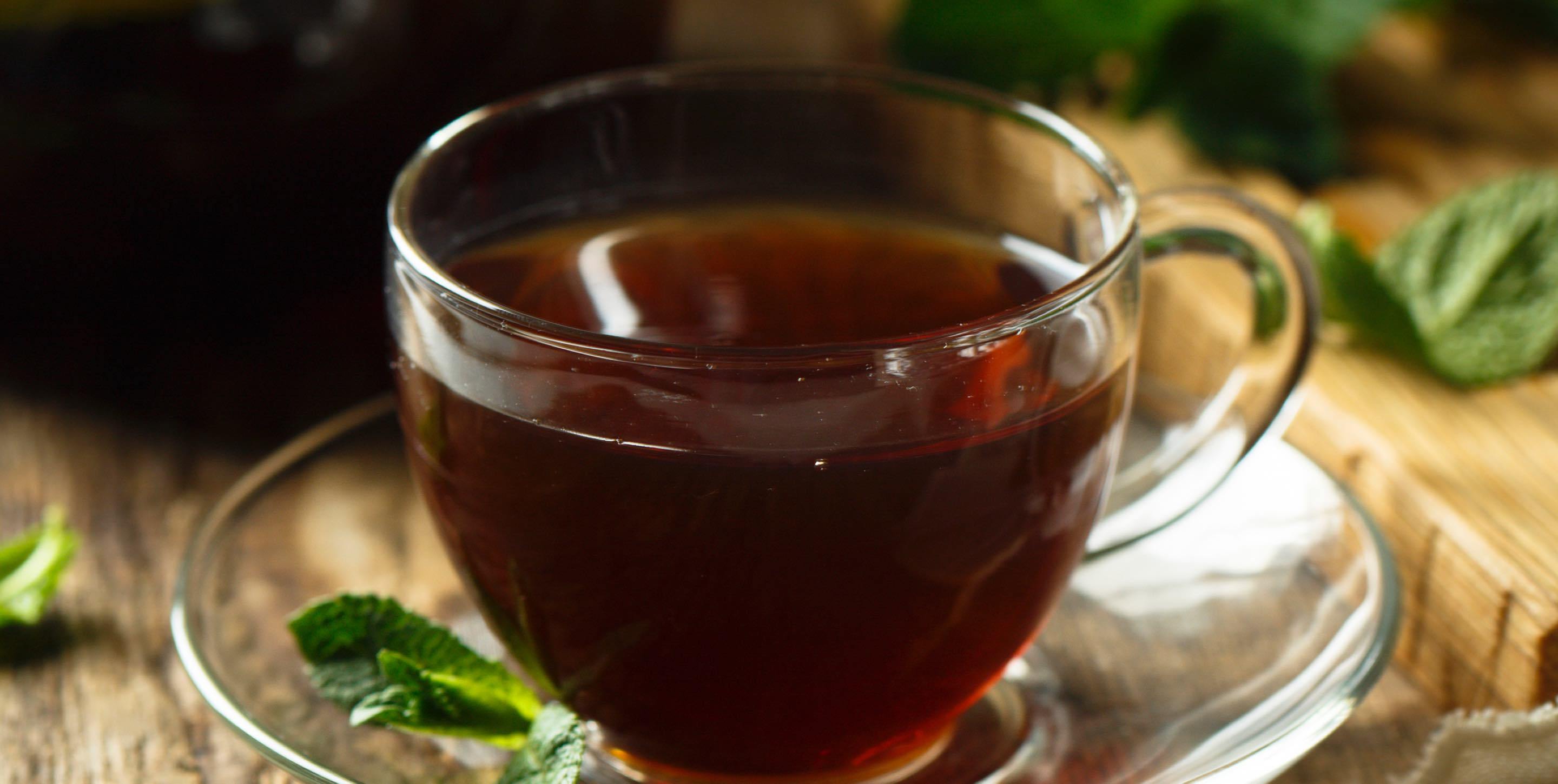 Glass cup of English Breakfast tea