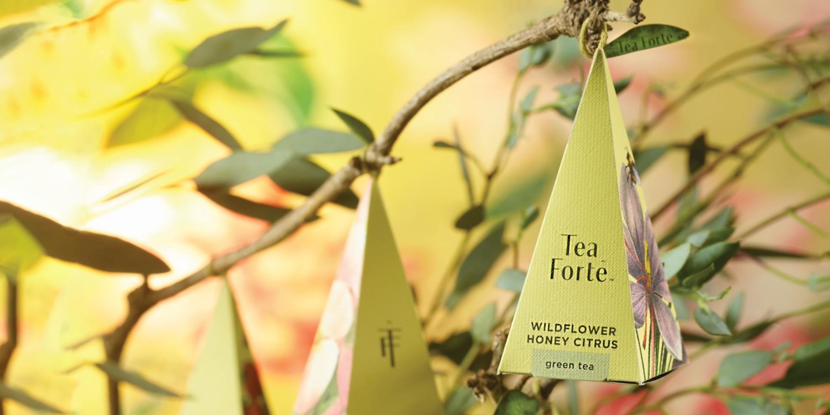 Wildflower Honey Citrus pyramid infusers hanging on branches