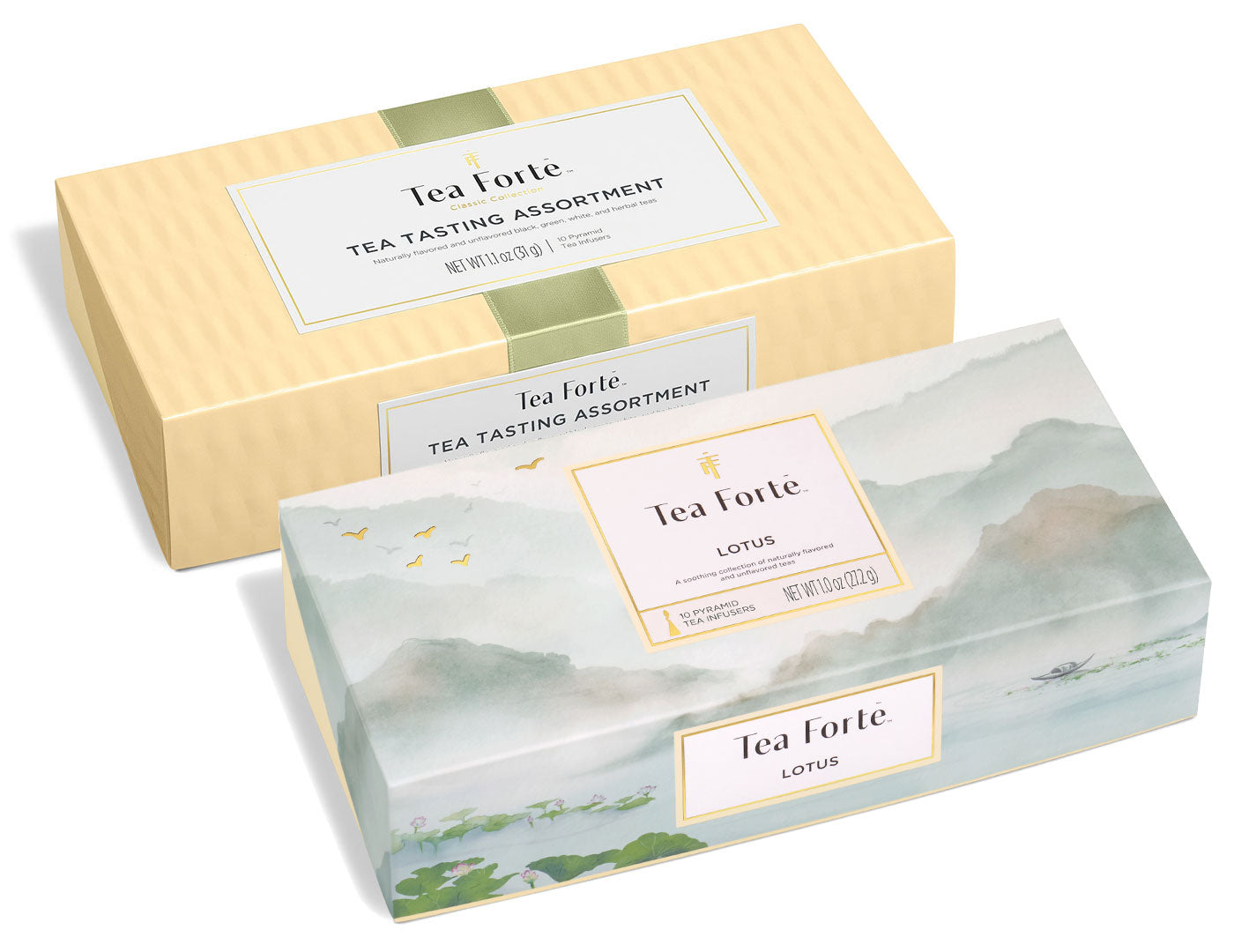 Lotus and Tea Tasting Assortment Petite Presentation Boxes, Bundle of Two