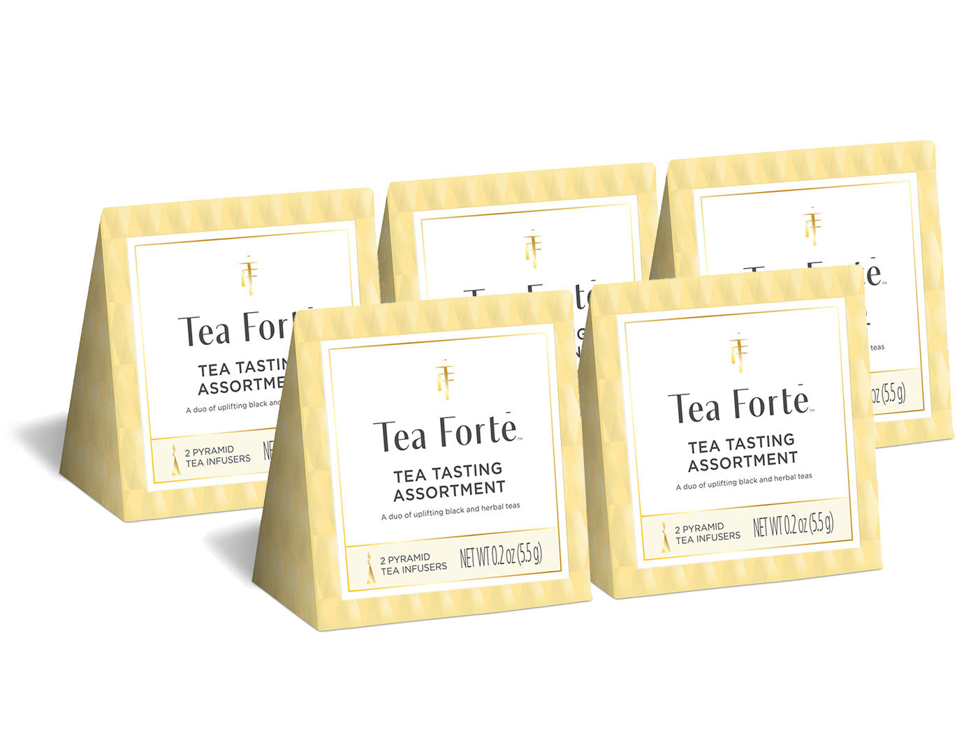 Tea Tasting Assortment Duo,s For Five Bundle, showing 5 boxes in rows
