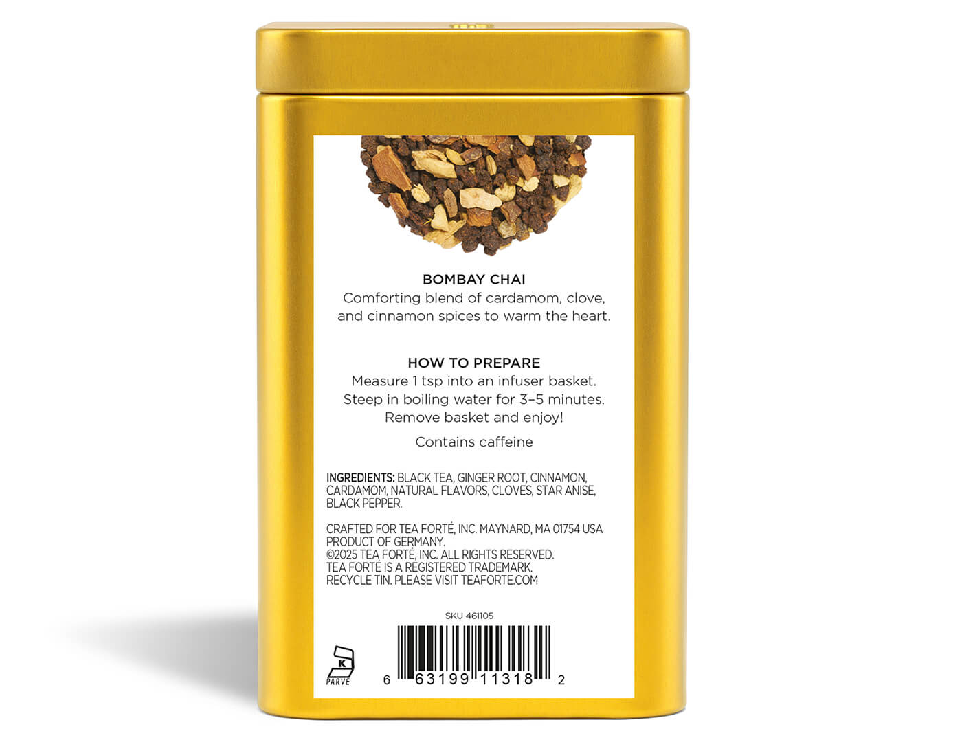 Bombay Chai Loose Leaf Tea Canister - back view