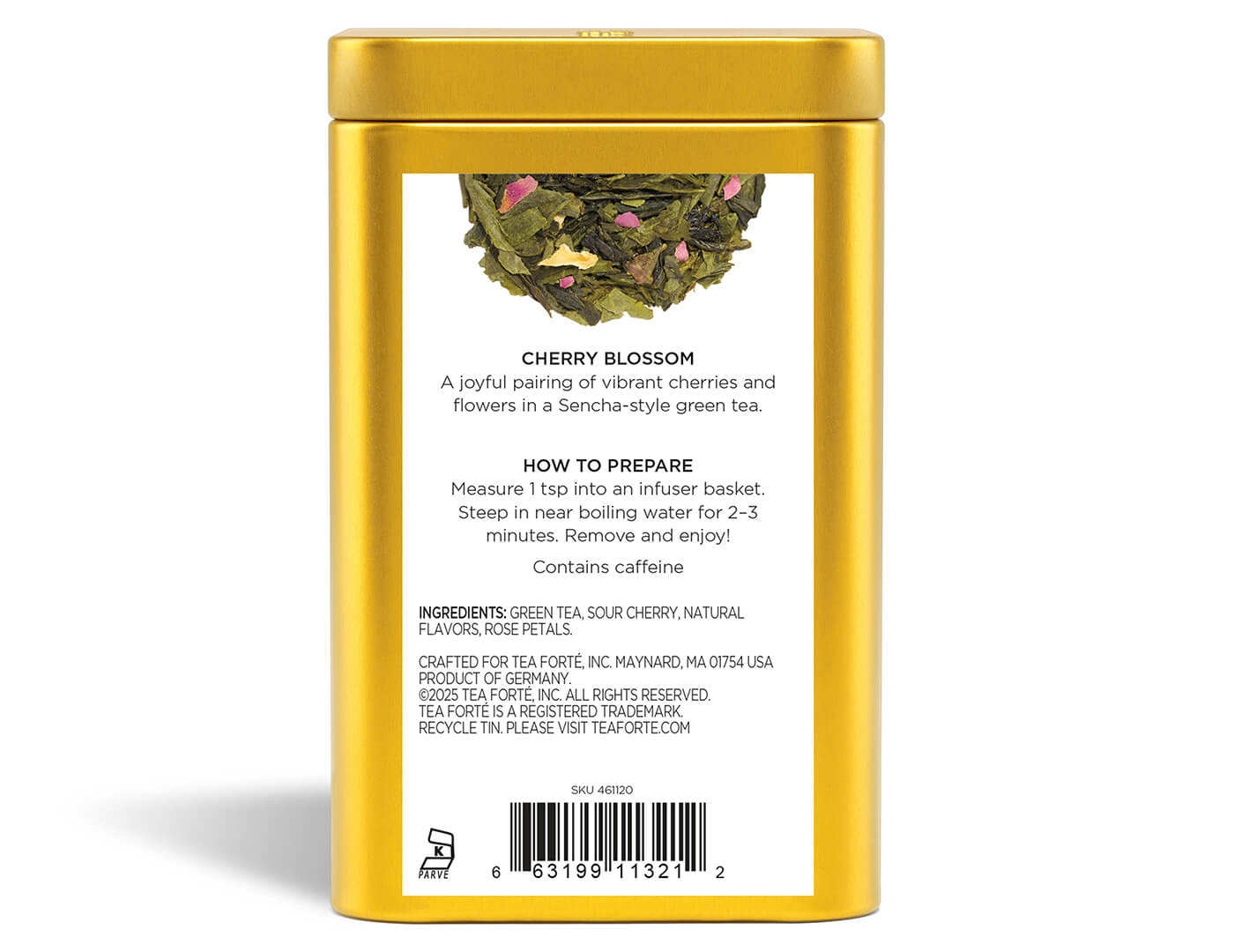 Cherry Blossom Loose Leaf Tea Canister - back view