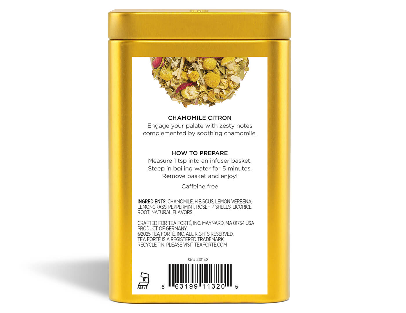 Chamomile Citron loose tea canister - back view