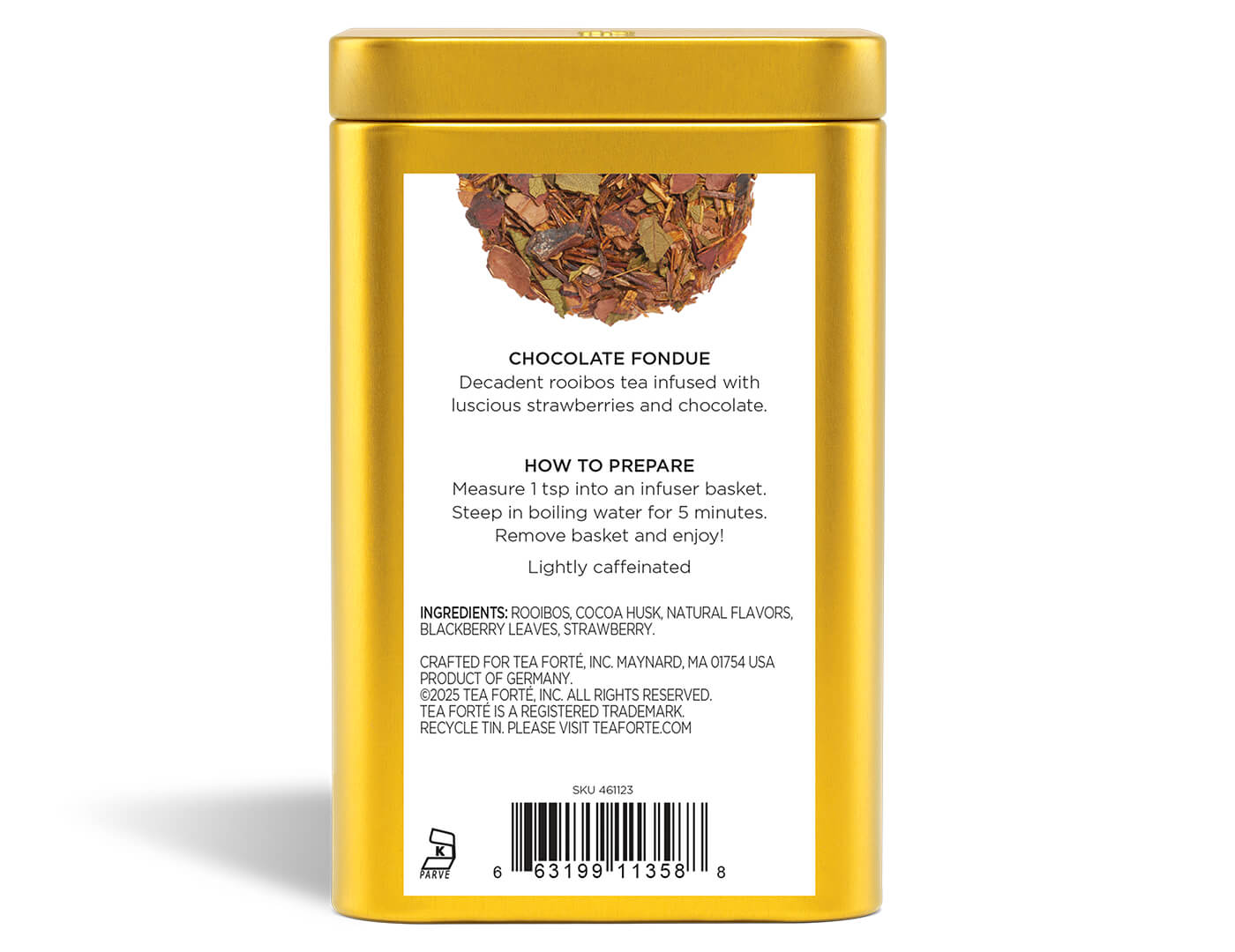 Chocolate Fondue Loose Tea Canister - back view