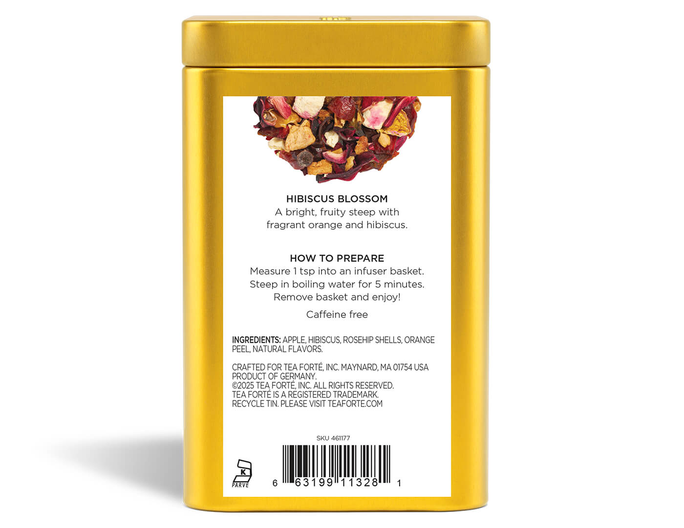 Hibiscus Blossom Loose Leaf Tea Canister - back view