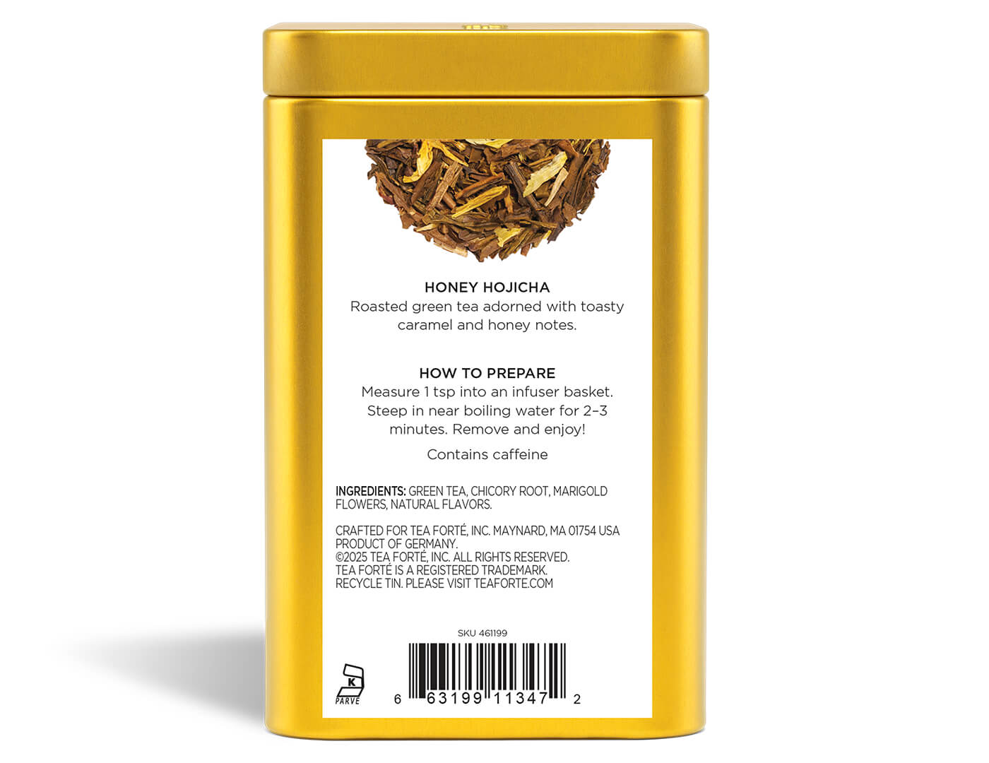 Honey Hojicha Loose Leaf Tea Canister - back view 
