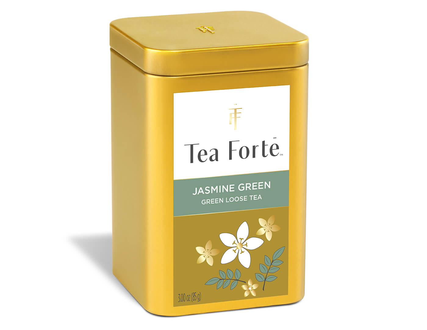 Jasmine Green tea in a canister of loose tea - side view