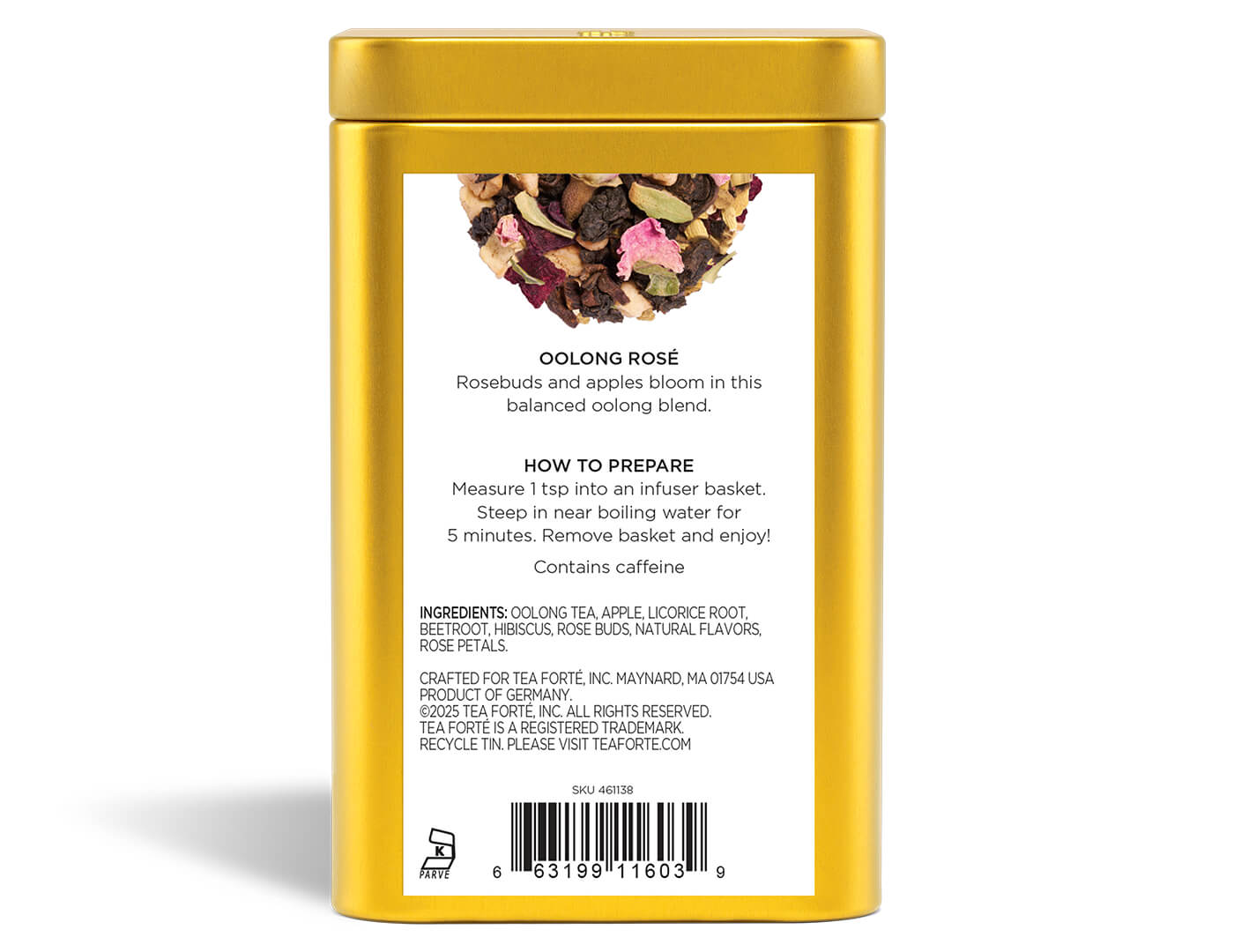 Oolong Rosé Loose Leaf Tea Canister - back view