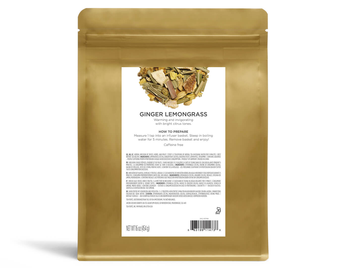 Ginger Lemongrass Loose Tea Pouch, back side