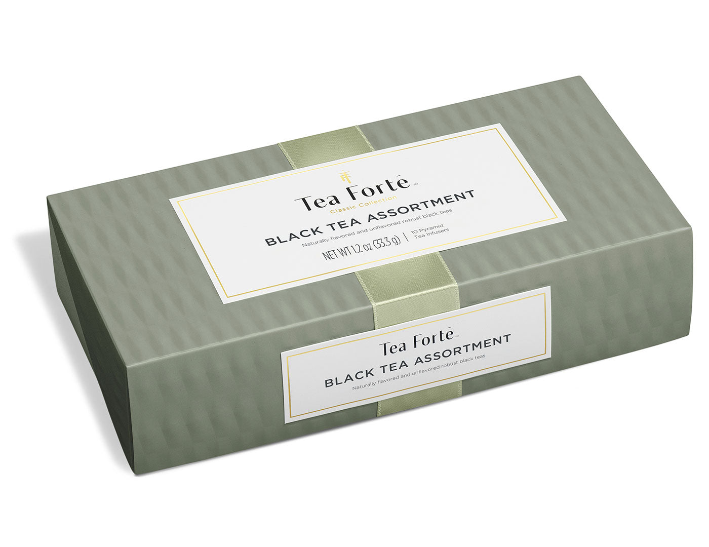 Black Tea tea assortment in a 10 count petite presentation box with lid closed