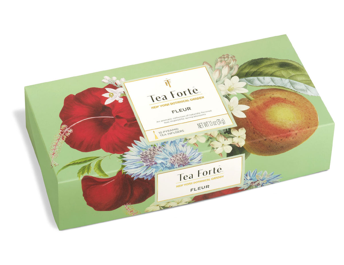 Fleur tea assortment in a 10 count petite presentation box, closed