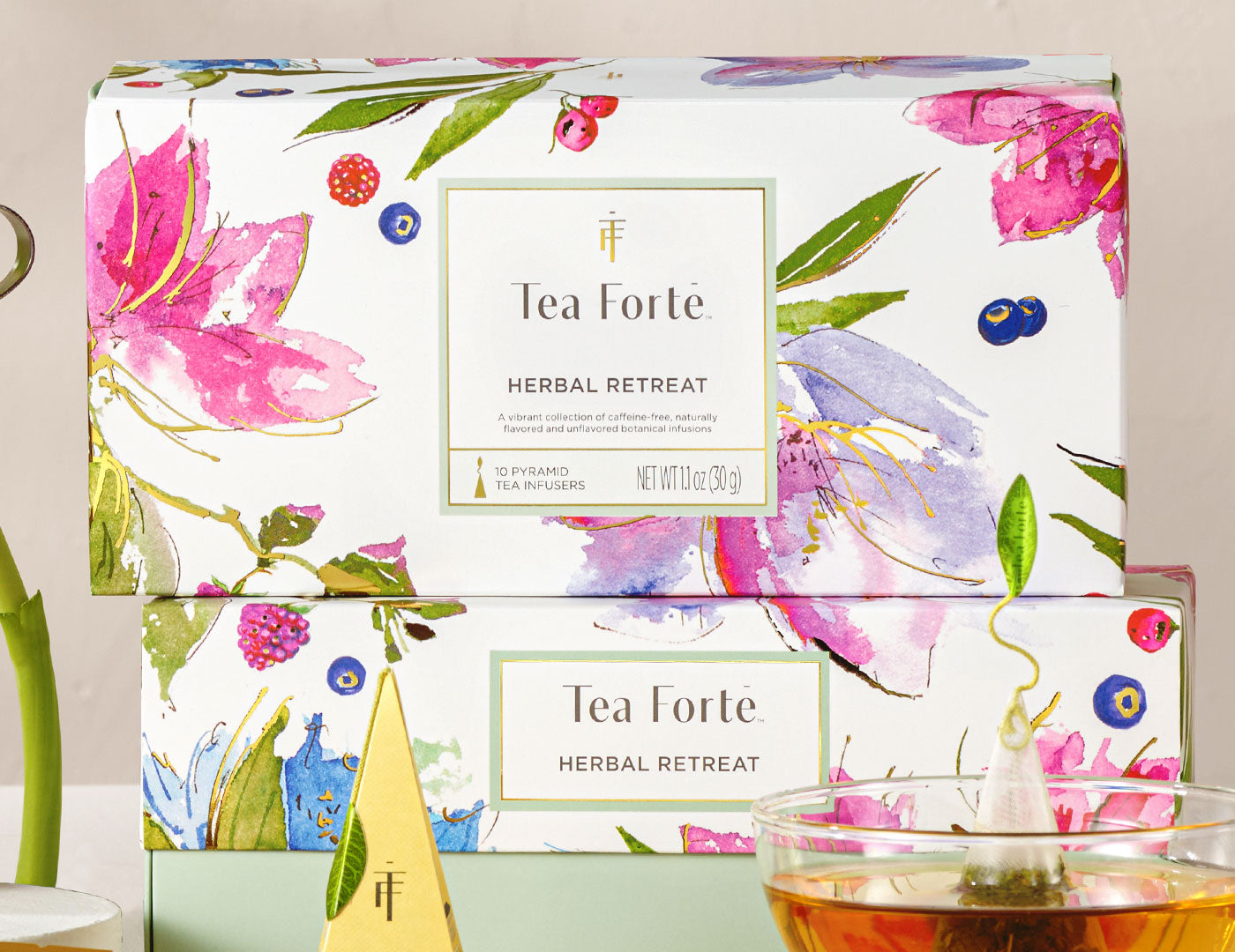 Herbal Retreat Petite Presentation Box, closed, with other boxes, closeup