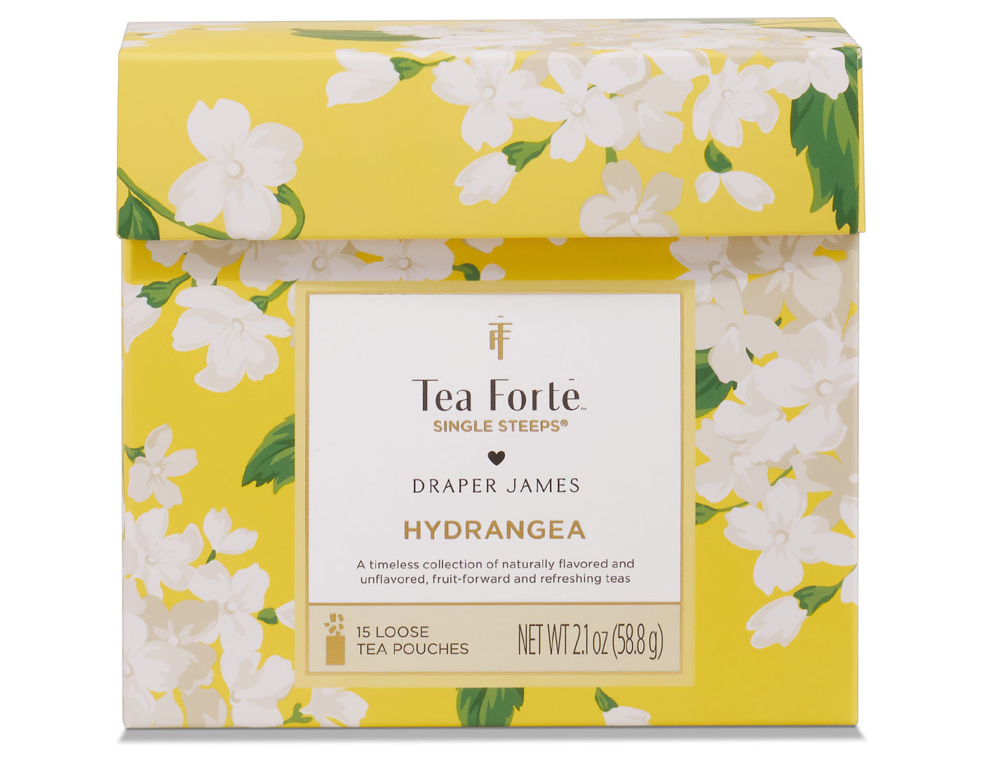 Hydrangea Single Steeps Sampler box of 15 Single Steeps pouches - front of box closed