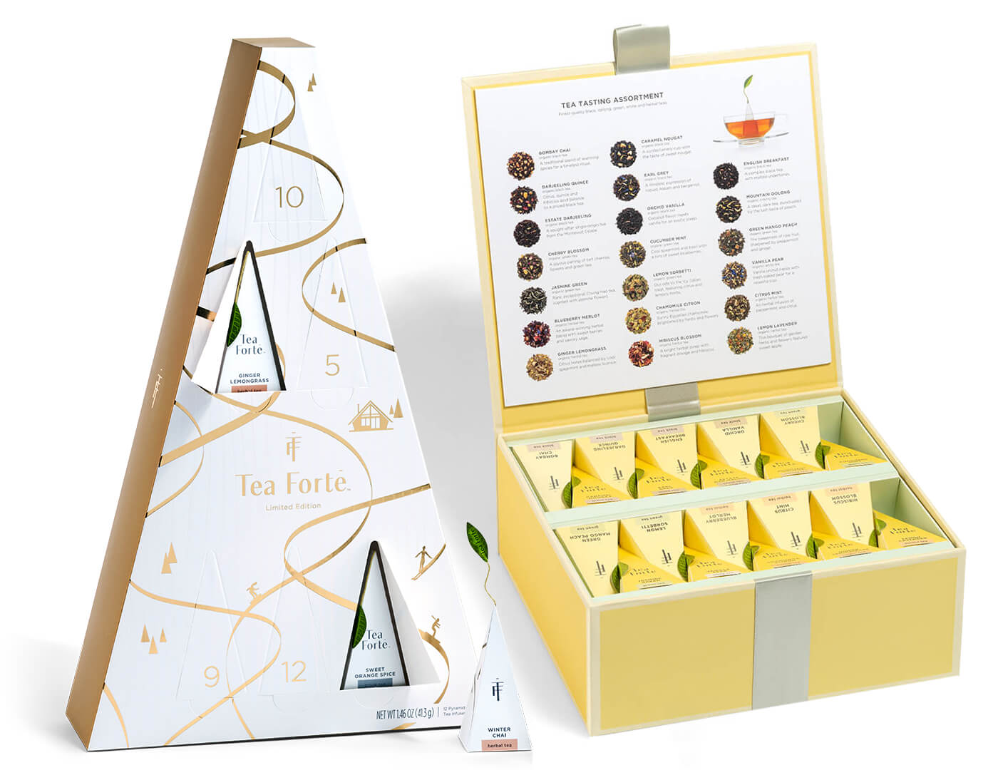 Winter Warmer Combo Bundle of a Winter Chalet Advent Calendar and Tea Tasting Assortment Tea Chest