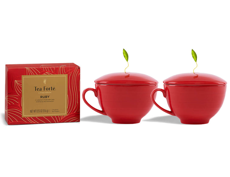 Ruby For Two Gift Bundle, with one Ruby Mini Petite and two Ruby Red Café Cups