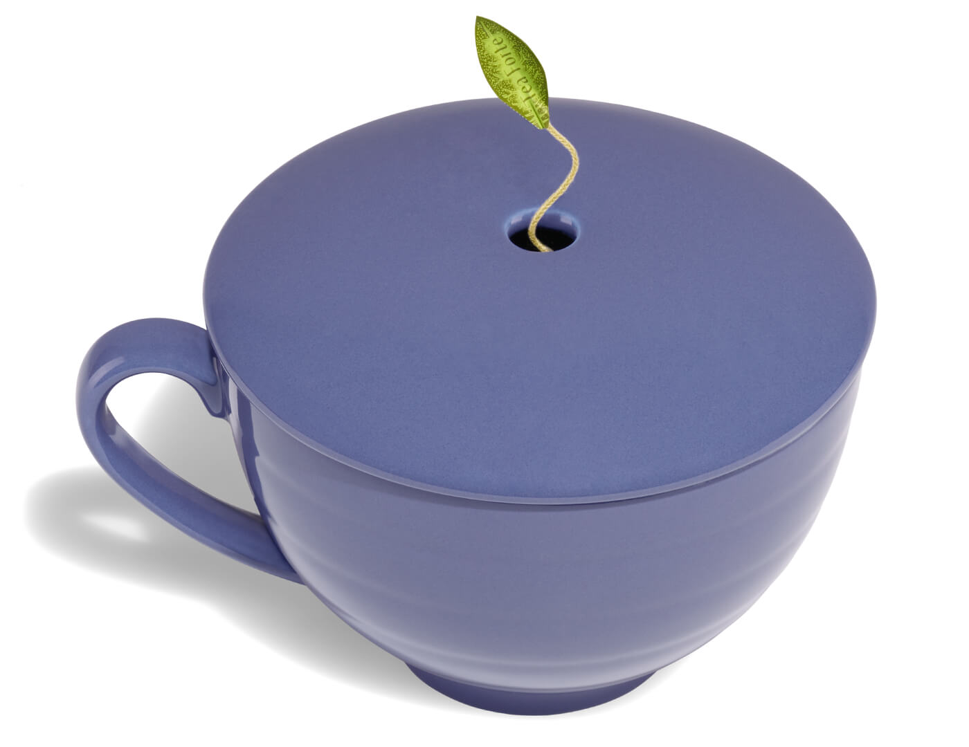 Demoiselle Café Cup in Indigo, with lid on