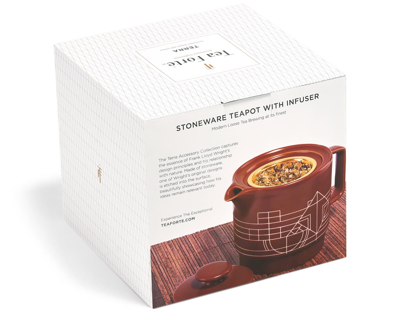 Terra stoneware Teapot with infuser box, back