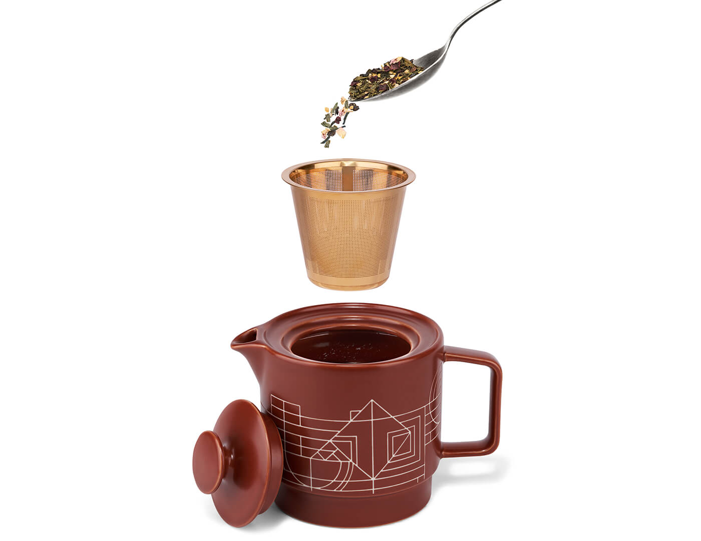 Steeping loose tea in the Terra stoneware teapot and infuser
