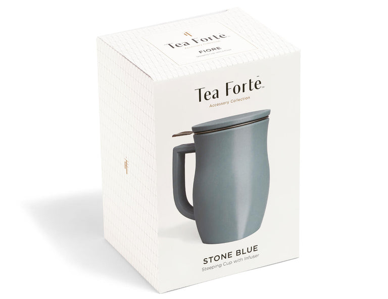 Stone Blue Fiore Steeping Cup with Infuser Luxury Teaware and