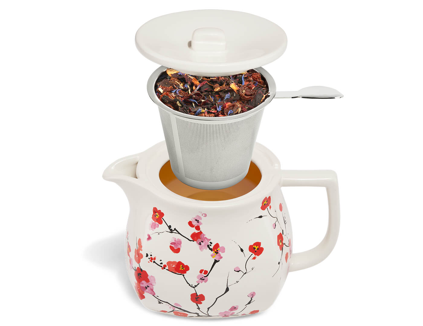 How to use the Fiore Sakura Teapot with lid and infuser