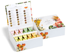Jubilee Tea Chest of 40 pyramid tea infusers, open box and closed box