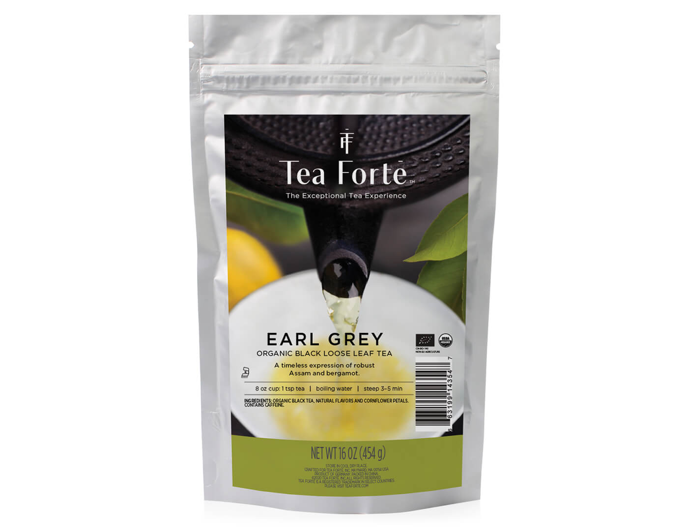 Earl Grey tea in a one pound pouch of loose tea