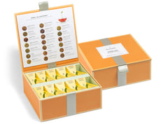 Herbal Tea Tasting Assortment Tea Chest, lid closed and open