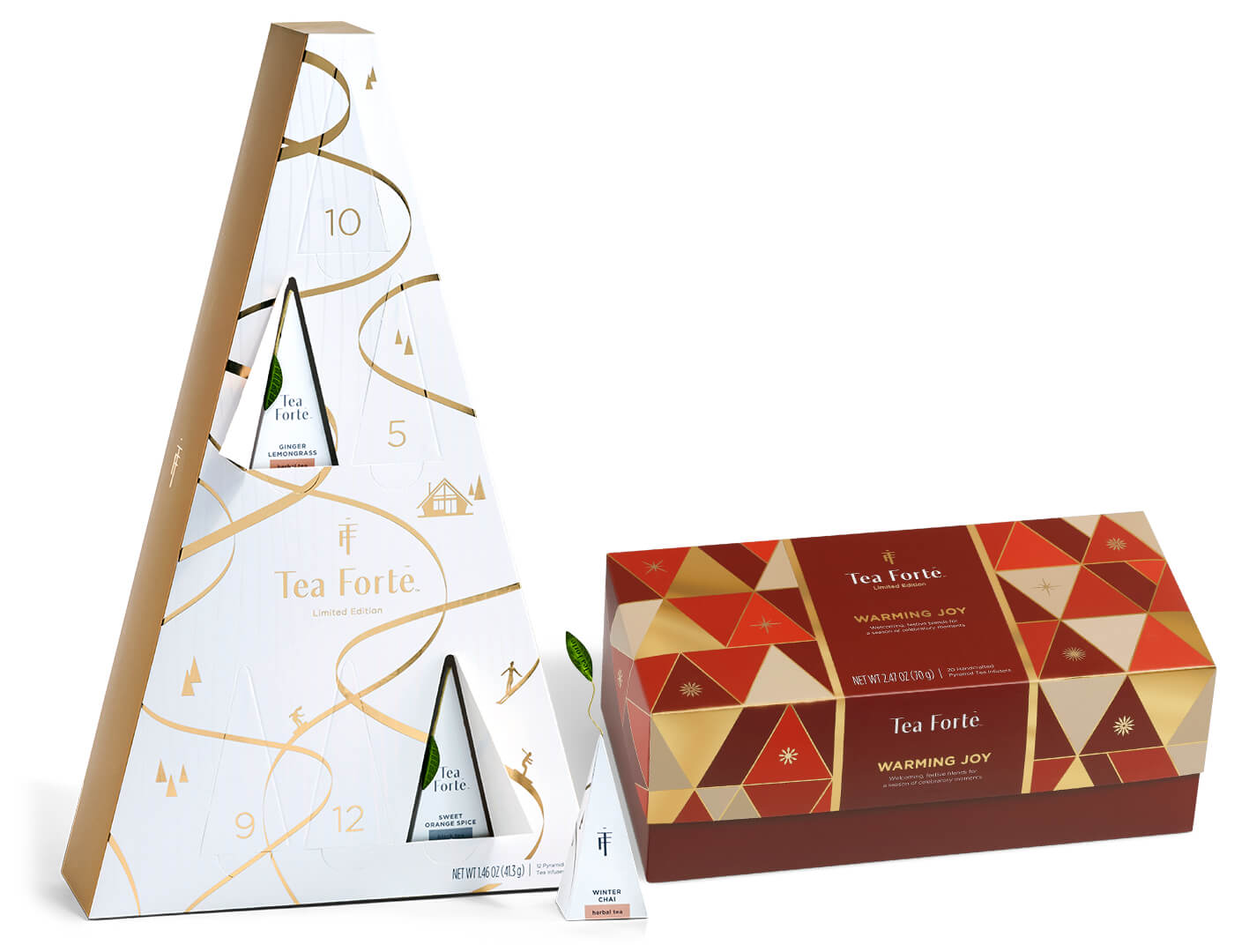 Winter & Joy Combo of one Winter Chalet Advent of 12 teas and one Warming JOy Presentation Box of 20 teas