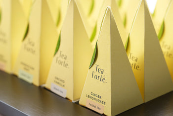 Tray of pyramid tea infusers