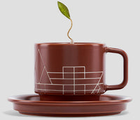 Terra Teacup and Saucer with pyramid infuser inside