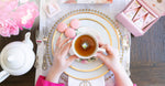 Tea Party - Table set in pink and white with tea