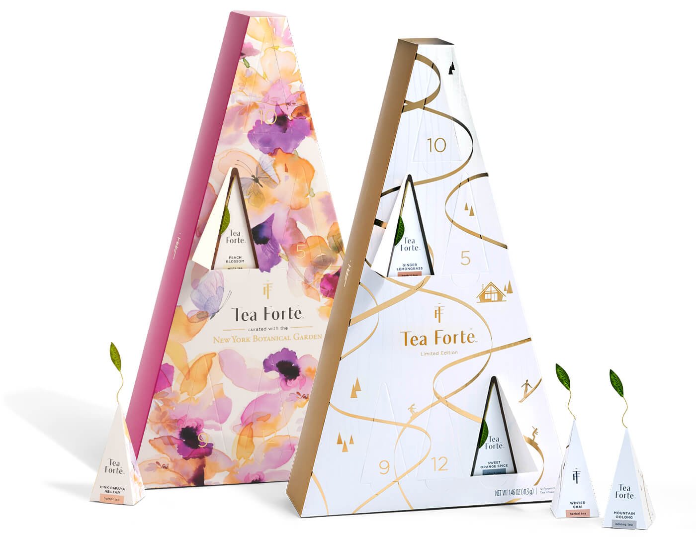 Winter & Mariposa Advent Duo of one Winter Chalet Advent of 12 winter teas and one Mariposa Advent of 12 spring teas.