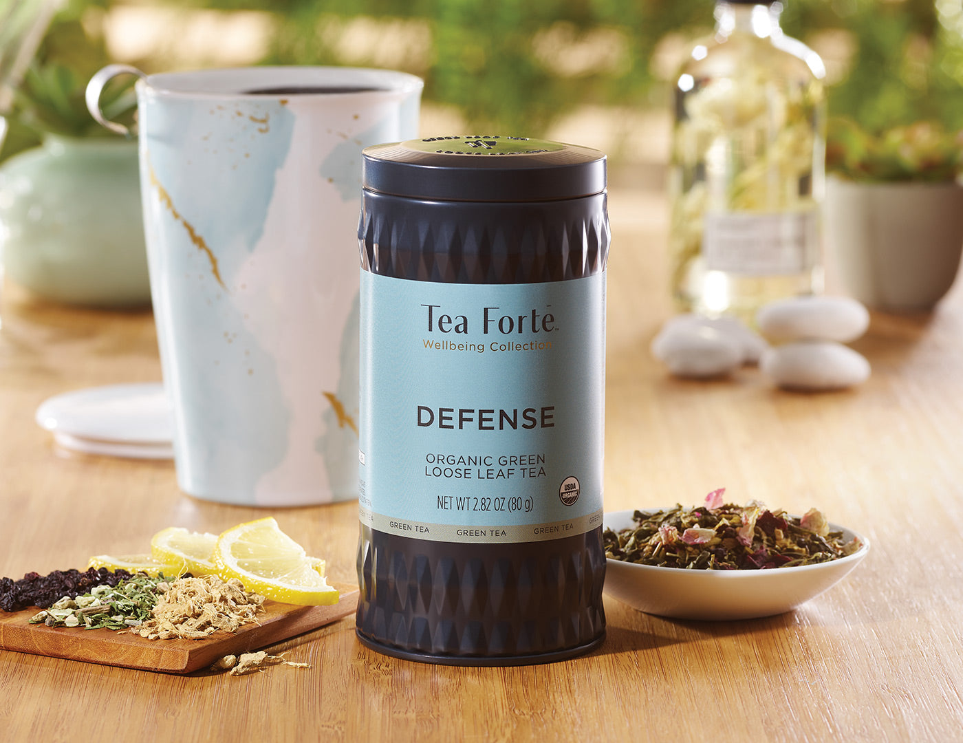 Defense tea in a canister of loose tea