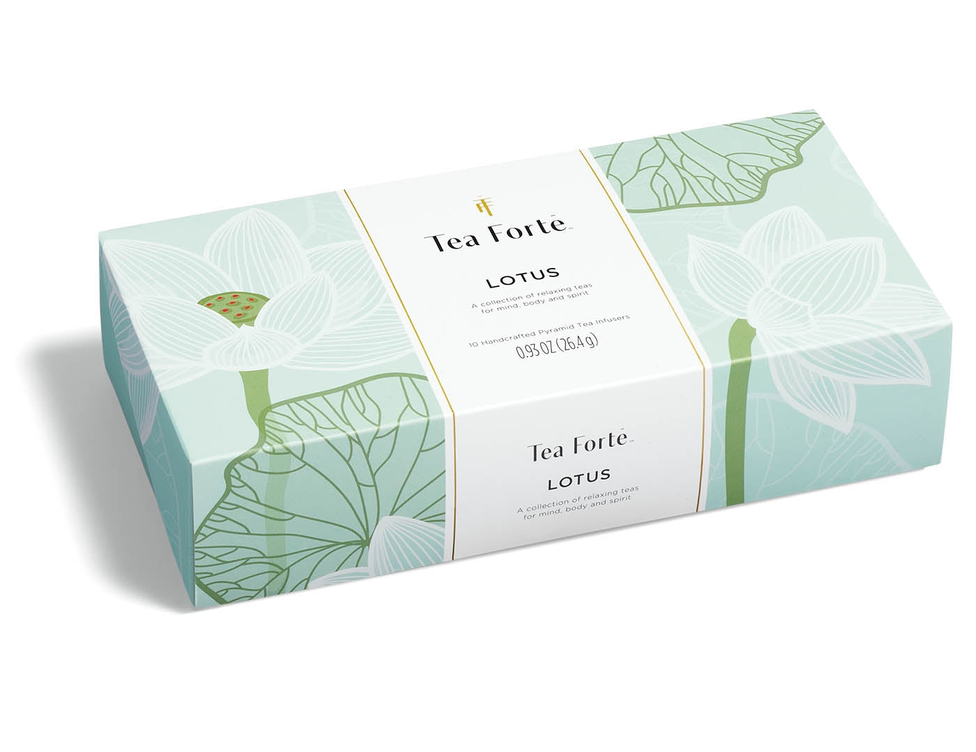 Lotus tea assortment in a 10 count petite presentation box with lid closed
