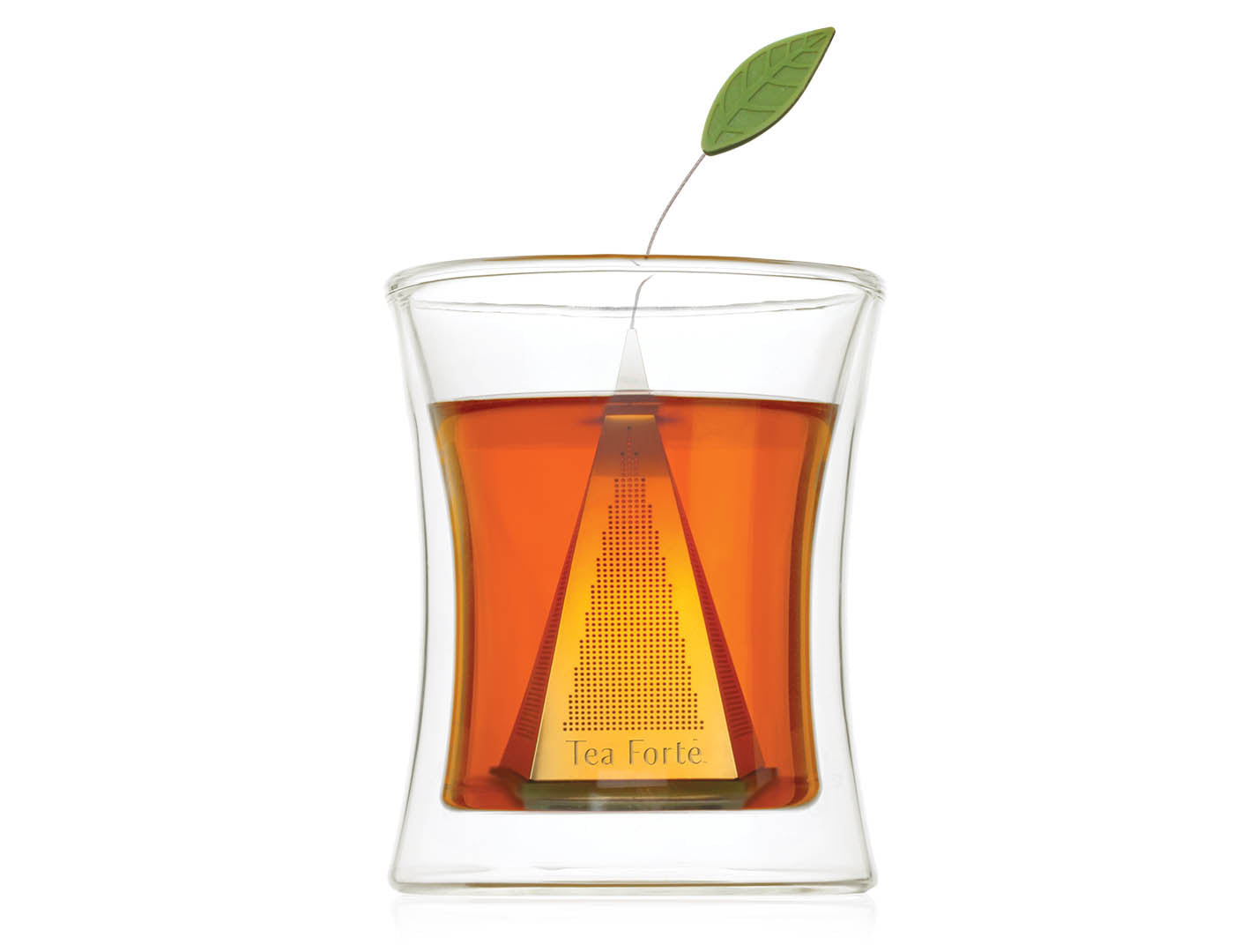 Icon stainless loose tea infuser inside tea glass