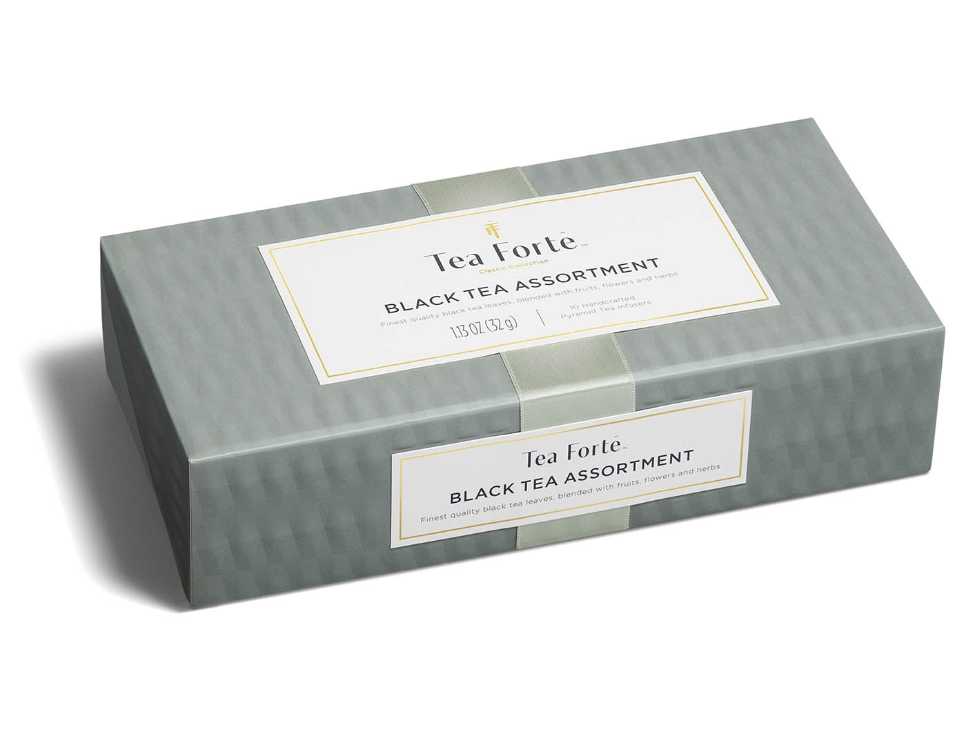 Black Tea tea assortment in a 10 count petite presentation box with lid closed