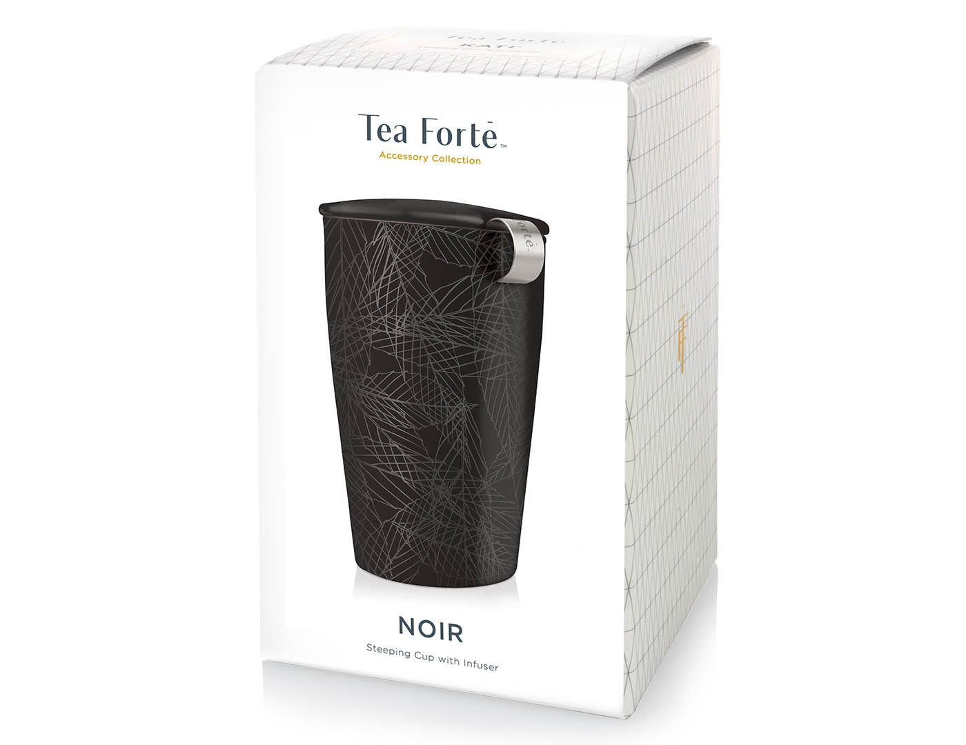 Noir design KATI® Steeping cup with infuser showing packaging