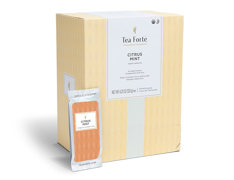 Citrus Mint tea 48 count box of Single Steeps pouches