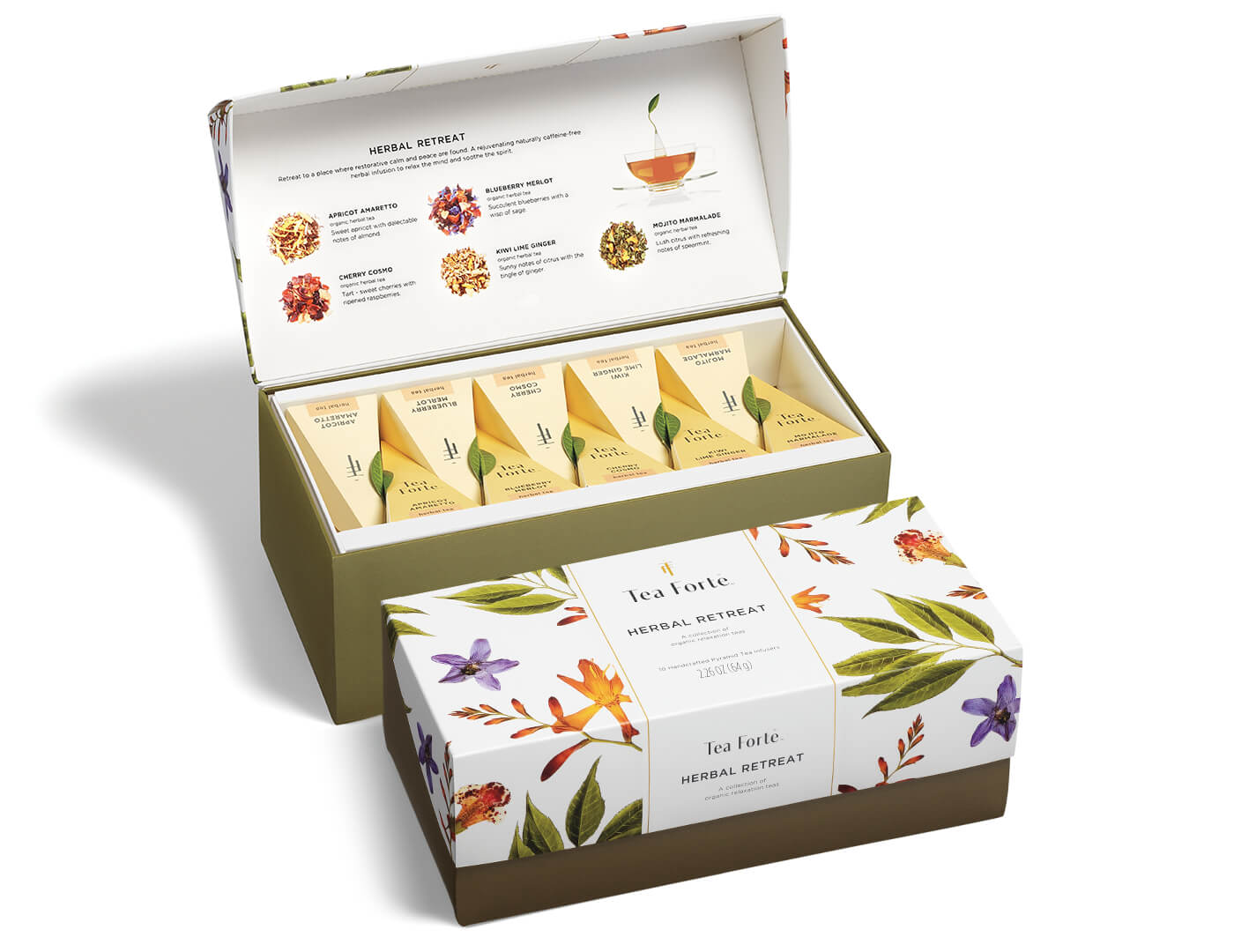 Herbal Retreat Presentation Box, lid closed and open