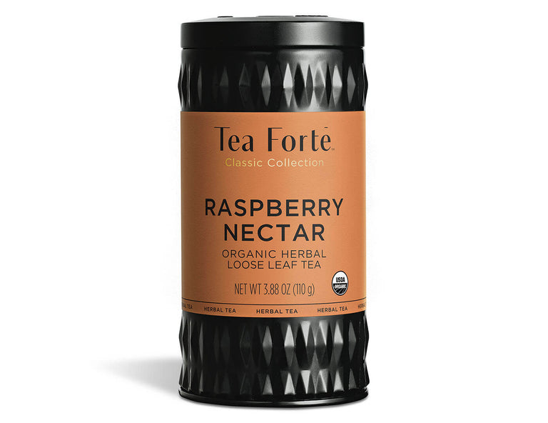 Raspberry Nectar tea in a canister of loose tea