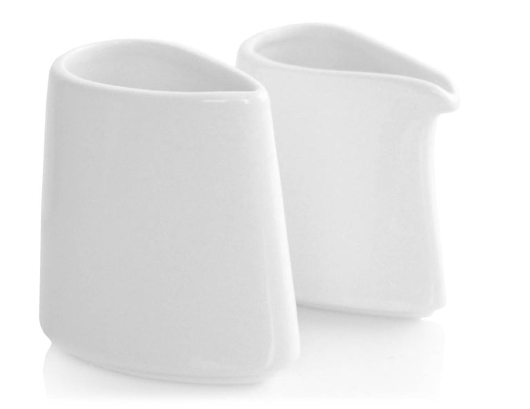 Sugar and creamer set of 2 in white porcelain