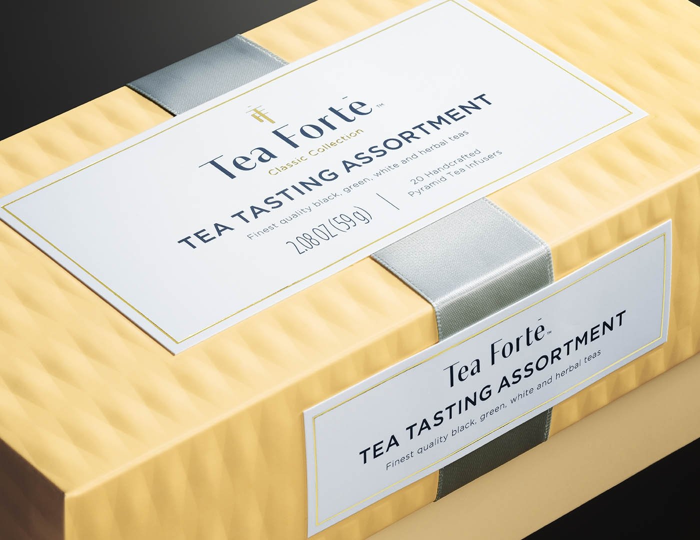 Tea Tasting tea assortment in a 20 count presentation box - closeup of lid