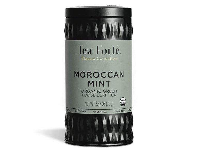Moroccan Mint tea in a canister of loose tea