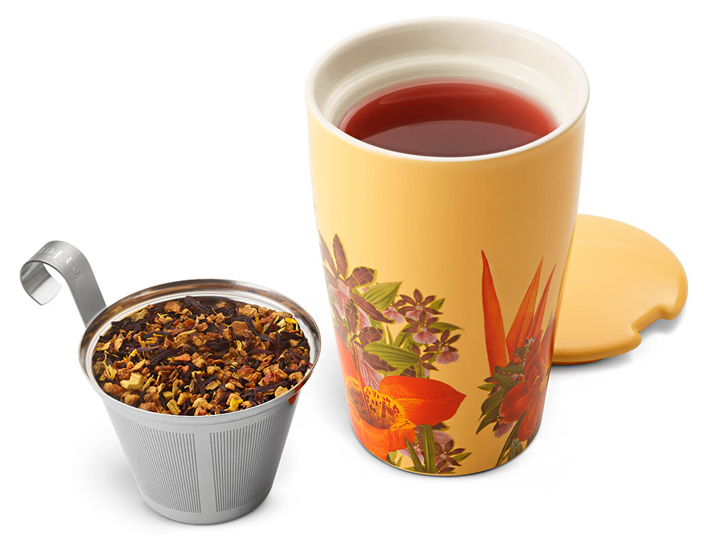 Paradis Kati Steeping Cup, open, with lid and infuser