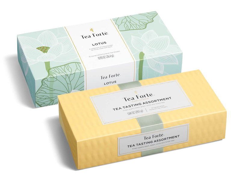 Lotus and Tea Tasting Assortment Petite Presentation Boxes, Bundle of Two
