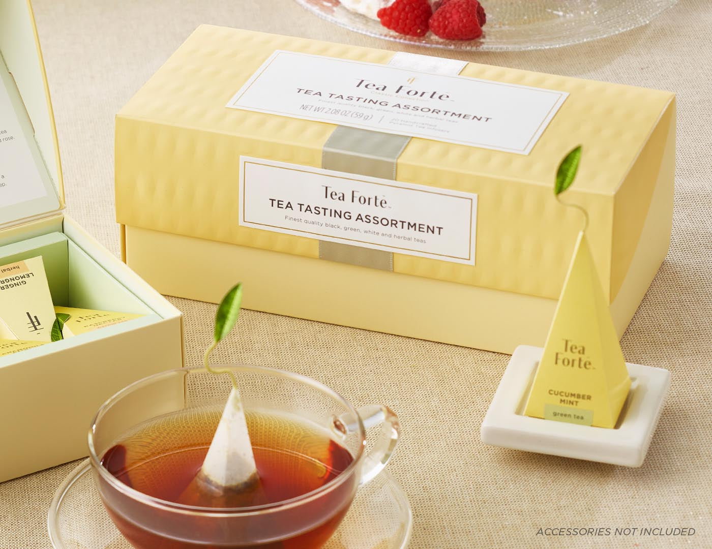 Tea Tasting tea assortment in a 20 count presentation box on table